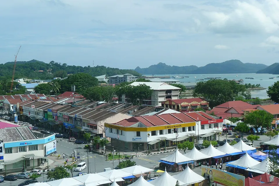 Langkawi: A view of Kuah town, the commercial center of Pulau Langkawi.